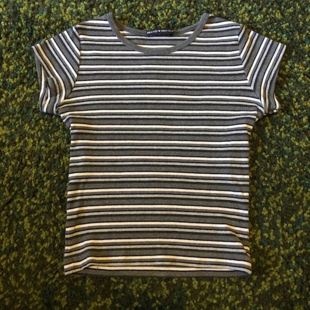 Brandy Melville Grey Striped Top